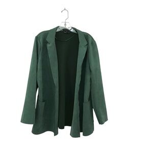 Premise Women's XL Blazer Faux Leather Open Front Jacket Green